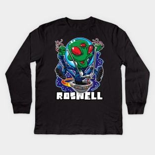 Roswell Alien UFO with Handlebars Kids Long Sleeve T-Shirt